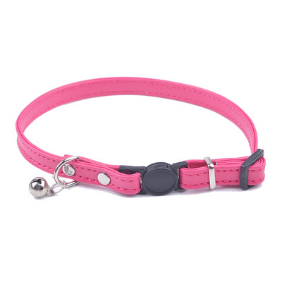 Clopote drăguțe Gulerele de pisică din piele Pu Cățeluș Pet Produse pentru pisici Cataramă reglabilă cu eliberare rapidă pentru pisici Roz Violet Trandafir Negru