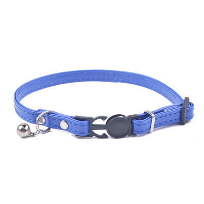 Clopote drăguțe Gulerele de pisică din piele Pu Cățeluș Pet Produse pentru pisici Cataramă reglabilă cu eliberare rapidă pentru pisici Roz Violet Trandafir Negru
