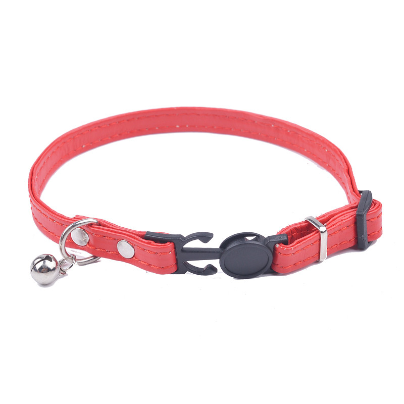 Clopote drăguțe Gulerele de pisică din piele Pu Cățeluș Pet Produse pentru pisici Cataramă reglabilă cu eliberare rapidă pentru pisici Roz Violet Trandafir Negru