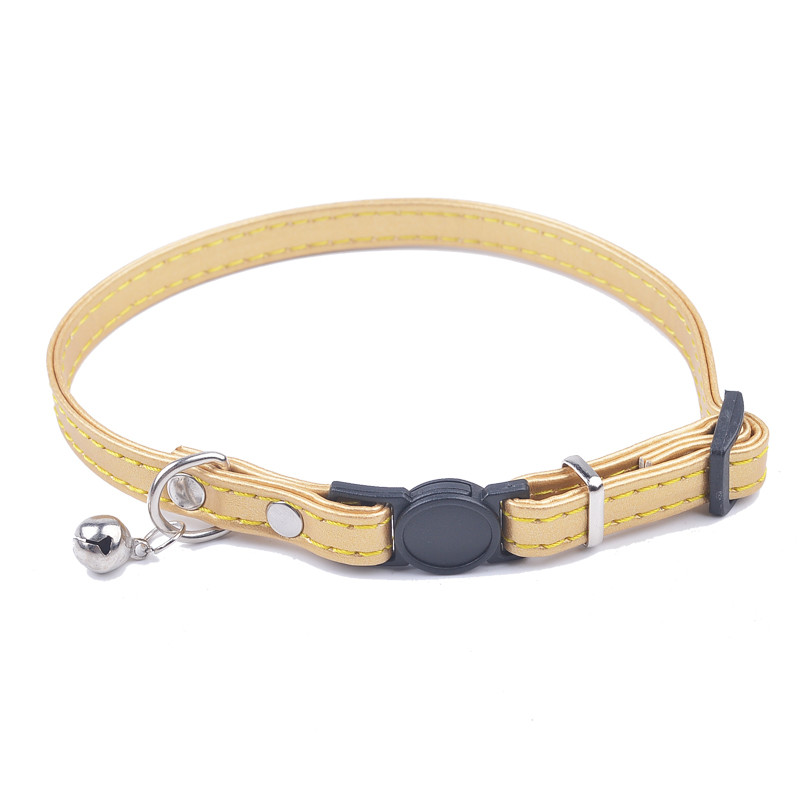 Clopote drăguțe Gulerele de pisică din piele Pu Cățeluș Pet Produse pentru pisici Cataramă reglabilă cu eliberare rapidă pentru pisici Roz Violet Trandafir Negru