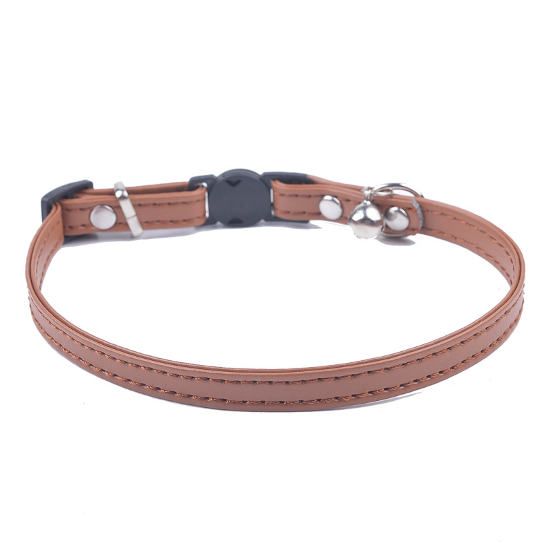 Clopote drăguțe Gulerele de pisică din piele Pu Cățeluș Pet Produse pentru pisici Cataramă reglabilă cu eliberare rapidă pentru pisici Roz Violet Trandafir Negru