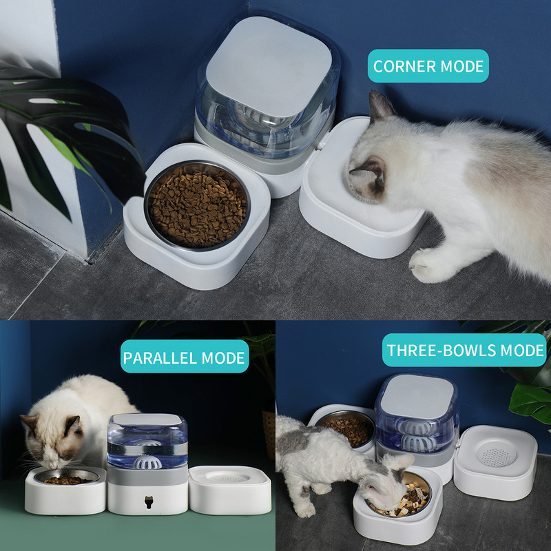 MADDEN Dogs Automatic Feeder 3 IN 1 Cat Bowls Water Fountain Indoor Kitten Feeding Drinker Χωρητικότητα φίλτρου Δοχείο τροφοδοσίας κατοικίδιων