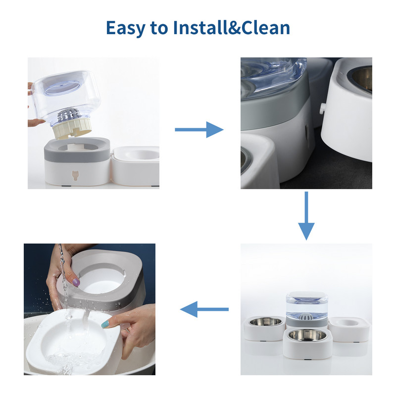 MADDEN Dogs Automatic Feeder 3 IN 1 Cat Bowls Water Fountain Indoor Kitten Feeding Drinker Χωρητικότητα φίλτρου Δοχείο τροφοδοσίας κατοικίδιων