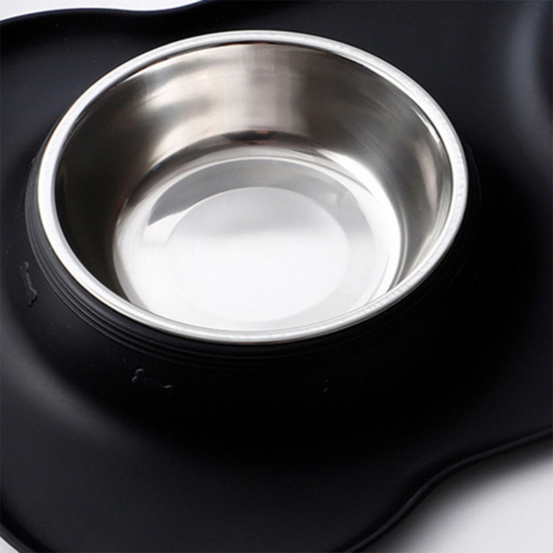 Σκύλος κατοικίδιων ζώων που ταΐζει μπολ από ανοξείδωτο ατσάλι Ποτό για κατοικίδια με αξεσουάρ σιλικόνης ματ για κουτάβι που δεν ολισθαίνει