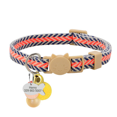 Εξατομικευμένο κολάρο γάτας ασφαλείας Χαριτωμένο κολάρο κουταβιών γατάκι γρήγορης απελευθέρωσης Δωρεάν χαραγμένο κολιέ με ετικέτα ταυτότητας γατών με κουδούνι κατά της απώλειας