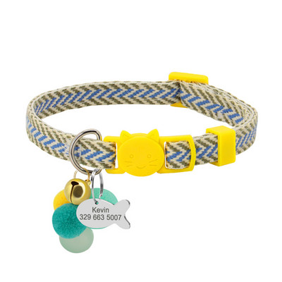 Εξατομικευμένο κολάρο γάτας ασφαλείας Χαριτωμένο κολάρο κουταβιών γατάκι γρήγορης απελευθέρωσης Δωρεάν χαραγμένο κολιέ με ετικέτα ταυτότητας γατών με κουδούνι κατά της απώλειας