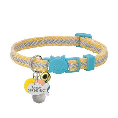 Εξατομικευμένο κολάρο γάτας ασφαλείας Χαριτωμένο κολάρο κουταβιών γατάκι γρήγορης απελευθέρωσης Δωρεάν χαραγμένο κολιέ με ετικέτα ταυτότητας γατών με κουδούνι κατά της απώλειας