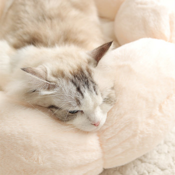 Μαλακό σπιτάκι γάτας, χαριτωμένο λουλούδι, κρεβάτι γάτας, κοντό βελούδινο, χειμωνιάτικο, μαξιλάρι για σκύλους για κατοικίδια Ζεστή φωλιά για κουτάβι