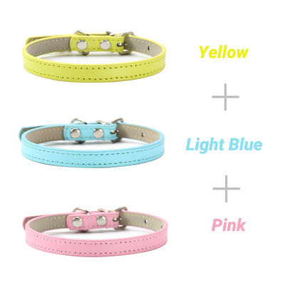 3 buc/lot guler moale din piele PU pentru pisici, culoare solidă, colier pentru cățeluș, guler pentru pisici, accesorii pentru pisoi, accesorii pentru animale de companie Chihuahua XS/S/M