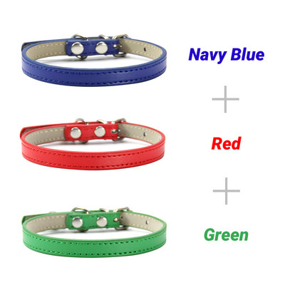 3 buc/lot guler moale din piele PU pentru pisici, culoare solidă, colier pentru cățeluș, guler pentru pisici, accesorii pentru pisoi, accesorii pentru animale de companie Chihuahua XS/S/M