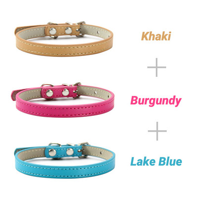 3 buc/lot guler moale din piele PU pentru pisici, culoare solidă, colier pentru cățeluș, guler pentru pisici, accesorii pentru pisoi, accesorii pentru animale de companie Chihuahua XS/S/M