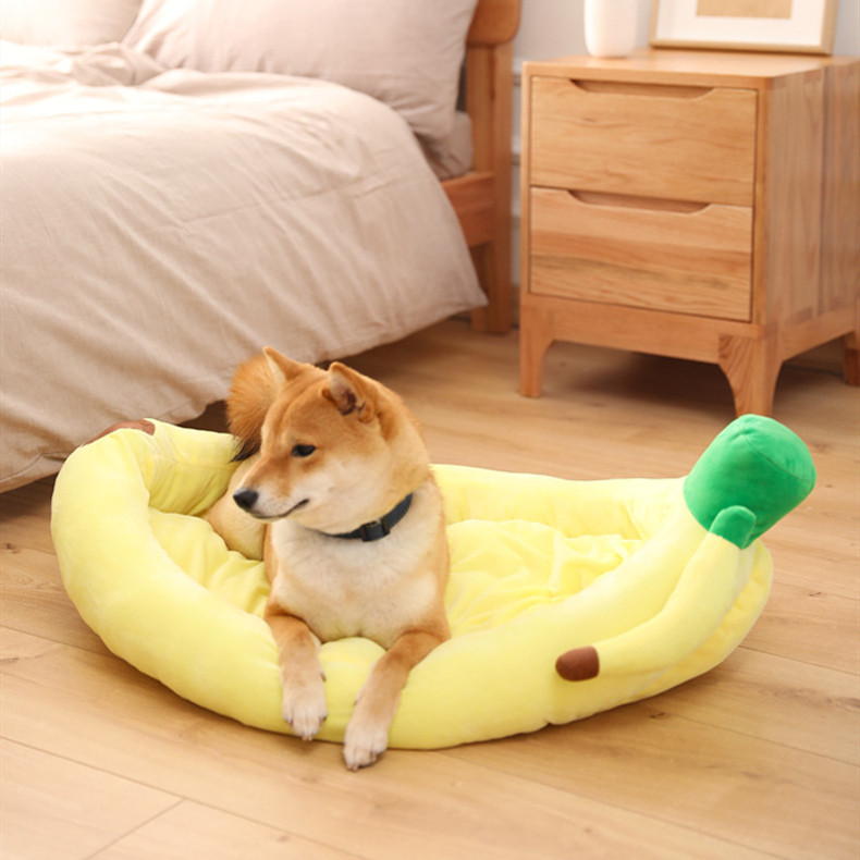 Κρεβάτι για σκύλους κατοικίδιων ζώων σε σχήμα μπανάνας σπιτάκι χαλάκι ανθεκτικό σε ρείθρο Doggy puppy μαξιλάρι Καλάθι ζεστό φορητό σκύλο προμήθειες για γάτα S/M/L