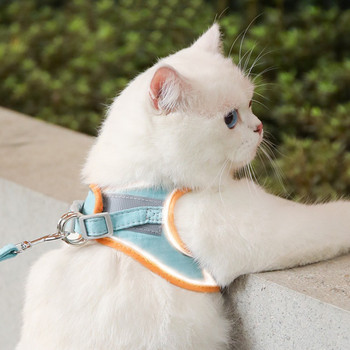 Pet Cat Harnesses Vest Светлоотразителен колан за котка куче и комплект каишка за чихуахуа мопс малък среден каишка за гърди Walking Lead Lead