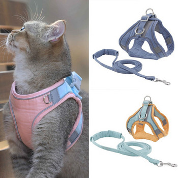 Pet Cat Harnesses Vest Светлоотразителен колан за котка куче и комплект каишка за чихуахуа мопс малък среден каишка за гърди Walking Lead Lead