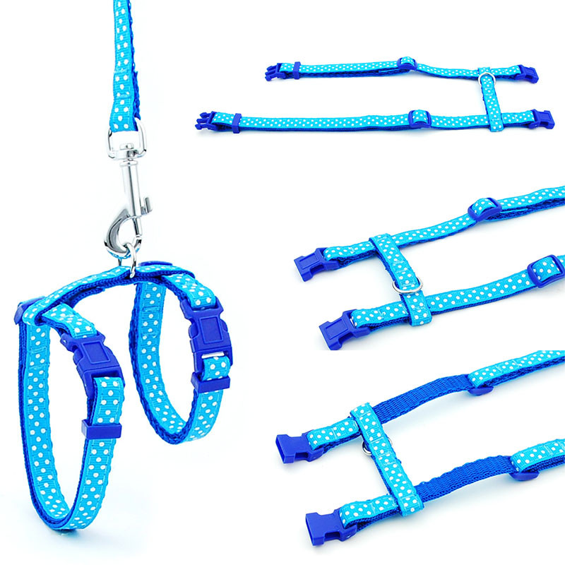 Ζώνη με λουρί για λουρί για κατοικίδιο ζώο με κουκκίδες και καρό Ρυθμιζόμενο λουρί από νάιλον γατάκι για κουτάβι σκύλος γιακά σκύλου