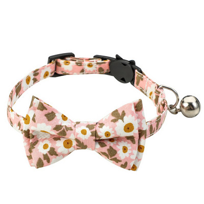 Guler de pisică cu model de flori cu clopoțel de vară floral de pisicuță papion reglabil închizătoare de rupere în siguranță colier cățeluș Accesorii pentru animale de companie