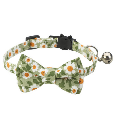 Guler de pisică cu model de flori cu clopoțel de vară floral de pisicuță papion reglabil închizătoare de rupere în siguranță colier cățeluș Accesorii pentru animale de companie