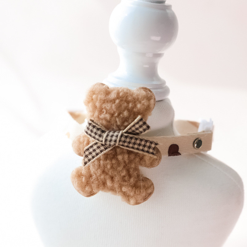 Design original bumbac pisică guler câine urs/floră papion de înaltă calitate reglabil pentru animale de companie colier pisicuță drăguț puț foto guler