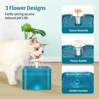 Автоматичен фонтан за вода за домашни любимци 2L Диспенсер за вода за котки USB Mute Прозрачна поилка Куче Пиене Хранилка Купа с LED дисплей за ниво