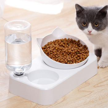Μπολ για κατοικίδια Αυτόματη τροφοδοσία Μπολ για γάτες για σκύλους με δοσομετρητή νερού Διπλό μπολ Ανασηκωμένο μπολ για πιάτα ποτού με προμήθειες για κατοικίδια