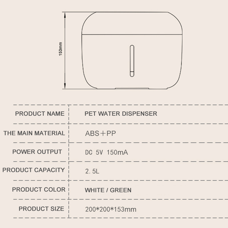 SUPREPET Fântână de apă pentru pisici Dozator de 2,5 L pentru animale de companie Bol de băut automat Băutor electric pentru câini Filtru pentru pisicuțe Mascote de interior