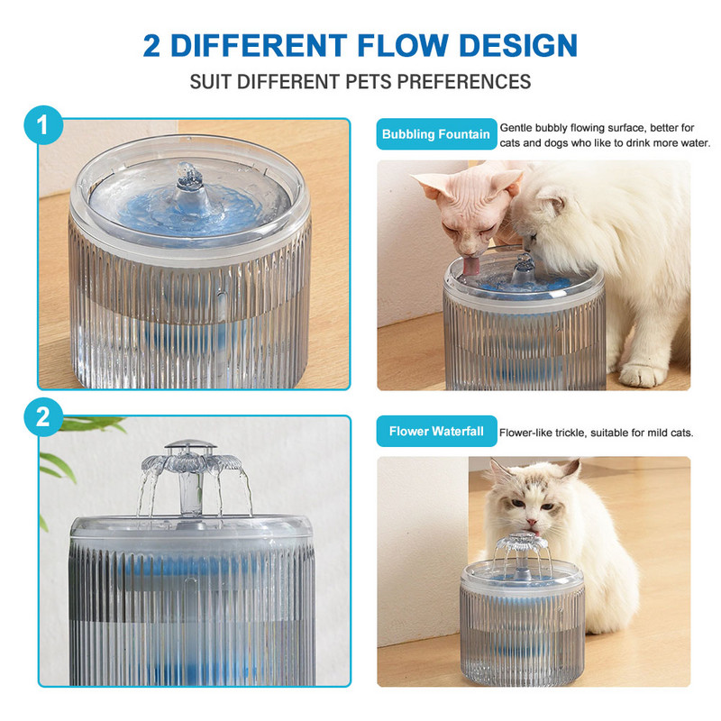 2,6L kassi veepurskkaev automaatne lemmiklooma veeautomaat läbipaistev kassipoja veesöötur lemmiklooma joogikauss kassi joogifilter