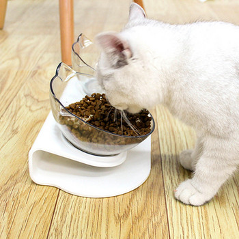 Διπλό μπολ γάτας με υπερυψωμένη βάση, αντιολισθητική τροφή για κατοικίδια, τροφοδότη γάτας Protect Cervical Vertebra Bowl Διαφανές σπίτι για κατοικίδια προϊόντα