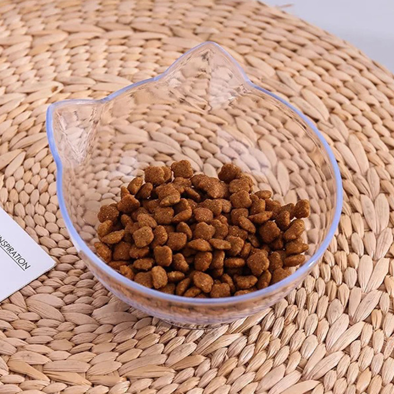 Bol dublu pentru pisici cu suport ridicat Hrană antiderapante pentru animale de companie Hrănitor pentru pisici Protejează vertebra cervicală Bol pentru câini Transparent acasă Produse pentru animale de companie