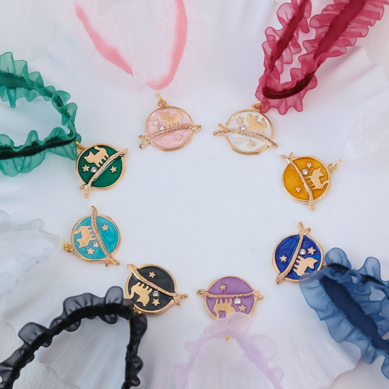 Δαντελένια φωτογράφιση ins styal Κολάρο γάτας Safety moon cat Μικρή γραβάτα σκύλου Ρυθμιζόμενο λουράκι λαιμού για κουτάβια γατούλες κατοικίδιο κολιέ