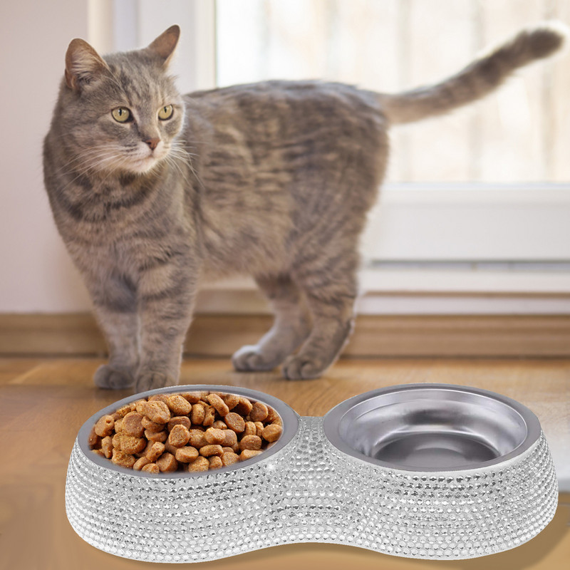 Lemmikloomakaussid Glitter Style Rhinestone toidunõud libisemiskindlad koertele ja kassidele Suur mahutavus Hammustuskindel ja purunemiskindel