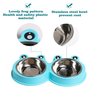 Διπλό μπολ για σκύλους για γάτες από ανοξείδωτο χάλυβα Τροφοδότης κατοικίδιων ζώων Αντιολισθητικές τροφές για κατοικίδια Ποτό για τάισμα σκύλων Γάτες Προμήθειες κουνελιών για κατοικίδια