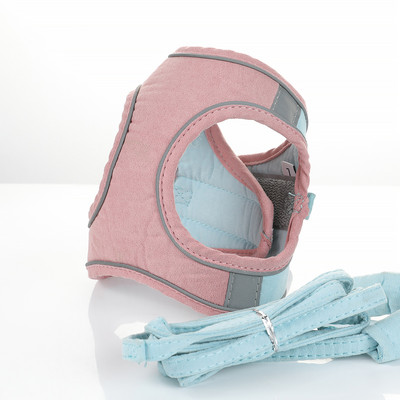 Harnas pentru câini, pisici, vestă cu lesă de plimbare, guler reglabil pentru cățeluș, pisicuță, din bumbac, moale, pentru câini de talie mică, mijlocie, chihuahua