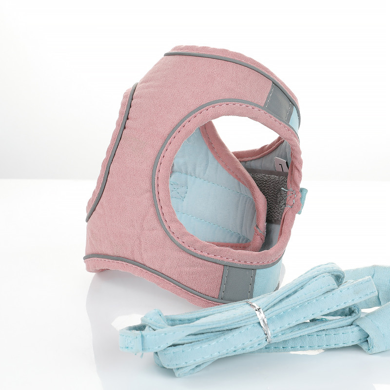 Harnas pentru câini, pisici, vestă cu lesă de plimbare, guler reglabil pentru cățeluș, pisicuță, din bumbac, moale, pentru câini de talie mică, mijlocie, chihuahua