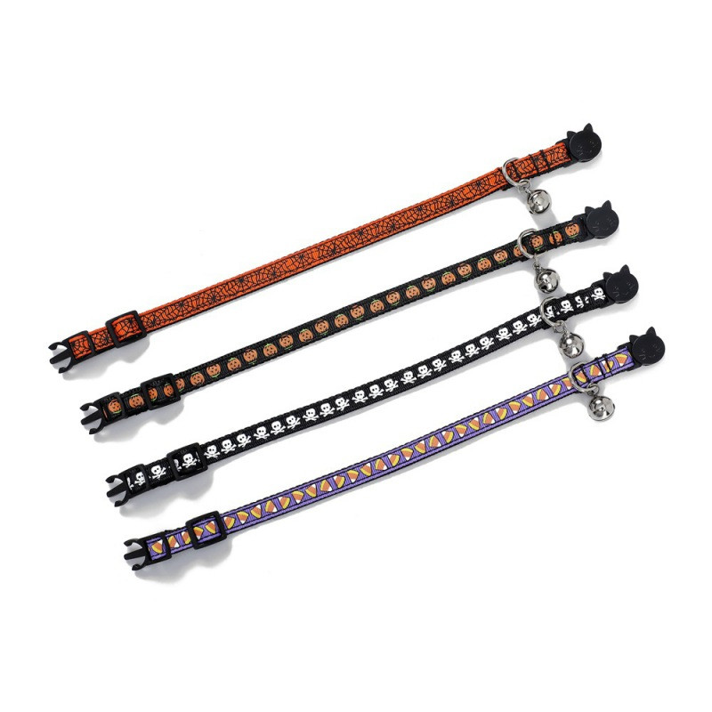 Koera kaelarihm Halloweeni kassi kaelarihmad kellukestega kõrvitsa pealuu teemaline kiirkinnitusega kutsika kaelarihm, reguleeritav väikesele suurele lemmikloomale UUS