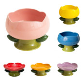 Bol din ceramică pentru pisici, în formă de floare pentru animale de companie, cu picioare înalte, lighean pentru hrănire.