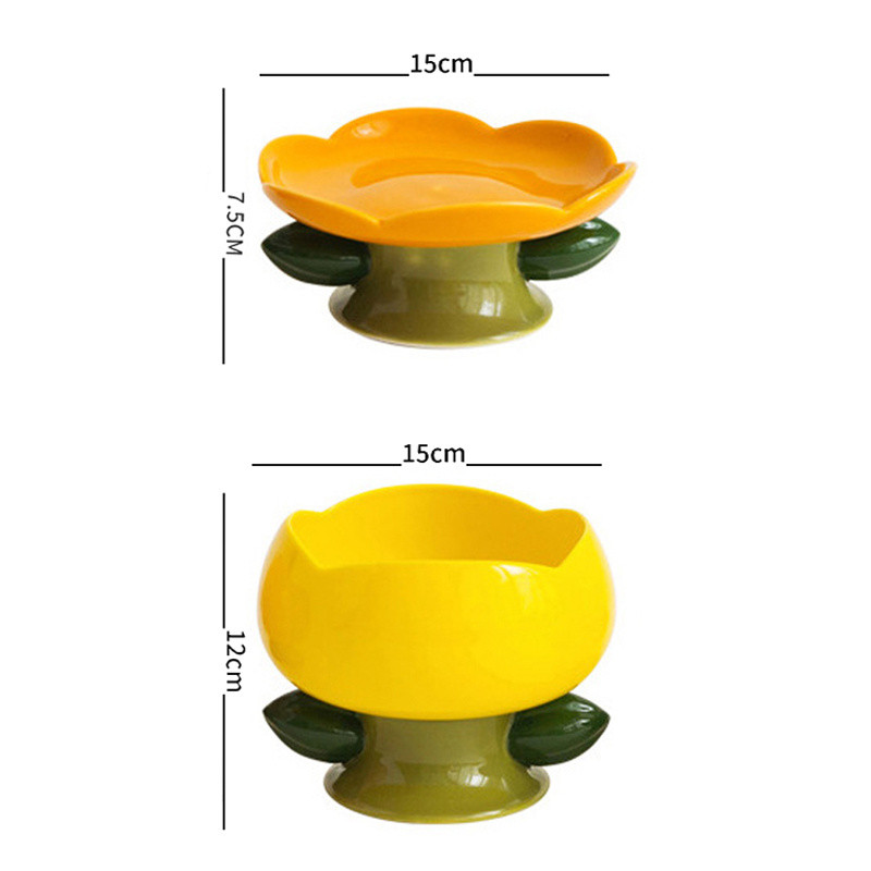 Bol din ceramică pentru pisici, în formă de floare pentru animale de companie, cu picioare înalte, lighean pentru hrănire.