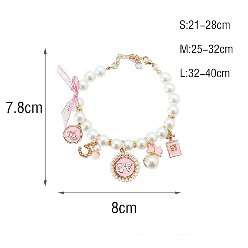 Animal de companie Guler de perle Colier cu arc prințesă pentru câine Bijuterii pentru pisici Guler drăguț Accesorii pentru cățeluș Lanț pentru câini Chihuahua Lucruri de bijuterii de nuntă