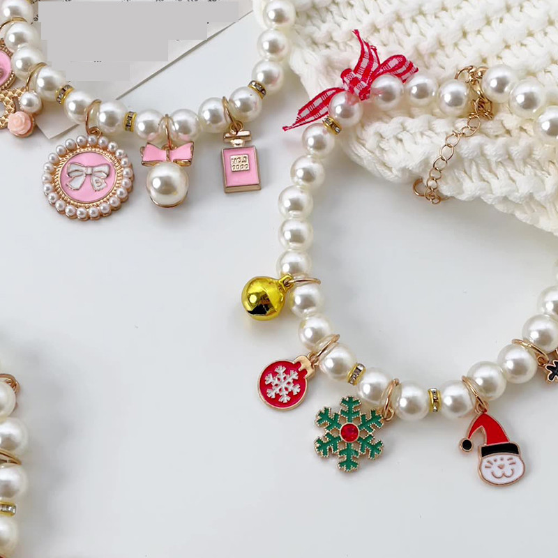 Animal de companie Guler de perle Colier cu arc prințesă pentru câine Bijuterii pentru pisici Guler drăguț Accesorii pentru cățeluș Lanț pentru câini Chihuahua Lucruri de bijuterii de nuntă