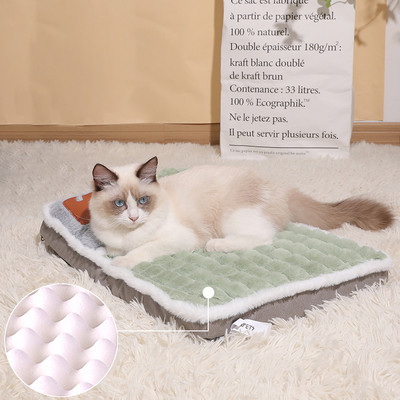 Pet Cat ágyszőnyeg Luxus puha masszírozó részecskékkel Kivehető macskaház beltéri Comfort Sleep Protect nyak Macskaágy ház