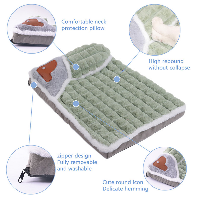 Πατάκι κρεβατιού για κατοικίδια γάτας Πολυτελές μαλακό με αφαιρούμενο σωματίδιο μασάζ σπιτάκι για γάτες εσωτερικού χώρου Άνεση ύπνου Προστασία λαιμού Σπίτι κρεβατιού γάτας