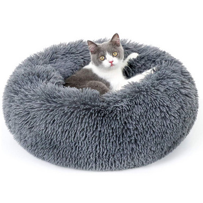 Donut Mand Аксесоари за кучета за големи кучета Котешка къща Плюшено легло за домашни любимци за кучета XXL кръгла подложка за малки и средни животни Успокояване 100CM