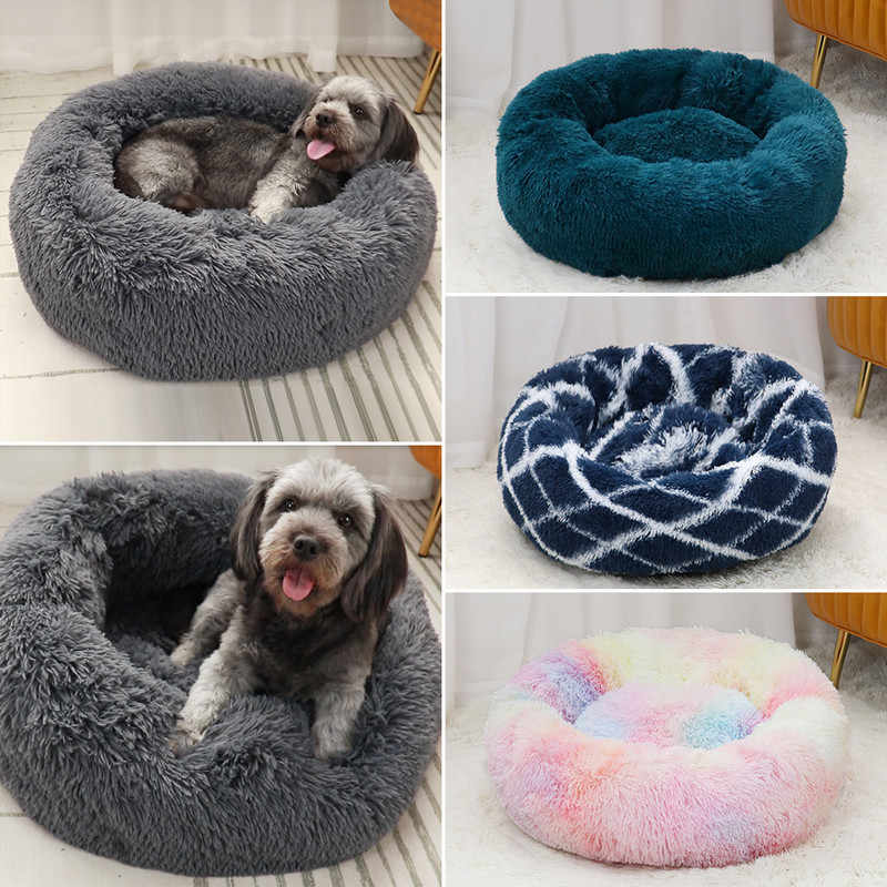 Donut Mand Accesorii pentru câini pentru câini de talie mare Casă de pisică pat de pluș pentru animale de companie pentru câine covoraș rotund XXL pentru calmant animale mici și medii 100CM