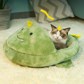 Slatke životinje Kućni ljubimac Mačka Prostirka za krevet Mekani baršun Antistatik Zima Topla udobnost Dinosaur Mačka Pećinski pas Jastuk za kauč Napola pokriveno gnijezdo za kućne ljubimce