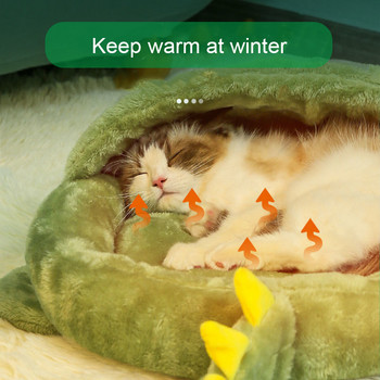 Cute Animals Πατάκι κρεβατιού για γάτες για κατοικίδια Μαλακό βελούδο αντιστατικό χειμώνα ζεστή άνεση Δεινόσαυρος γάτα Cave Μαξιλάρι καναπέ για σκύλους μισοσκεπασμένη φωλιά κατοικίδιων