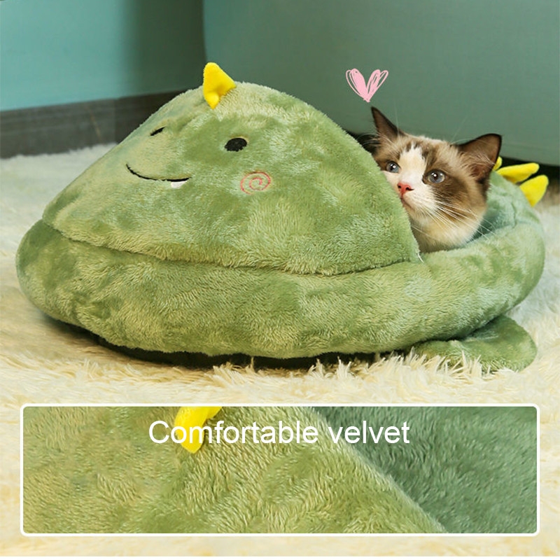 Slatke životinje Kućni ljubimac Mačka Prostirka za krevet Mekani baršun Antistatik Zima Topla udobnost Dinosaur Mačka Pećinski pas Jastuk za kauč Napola pokriveno gnijezdo za kućne ljubimce