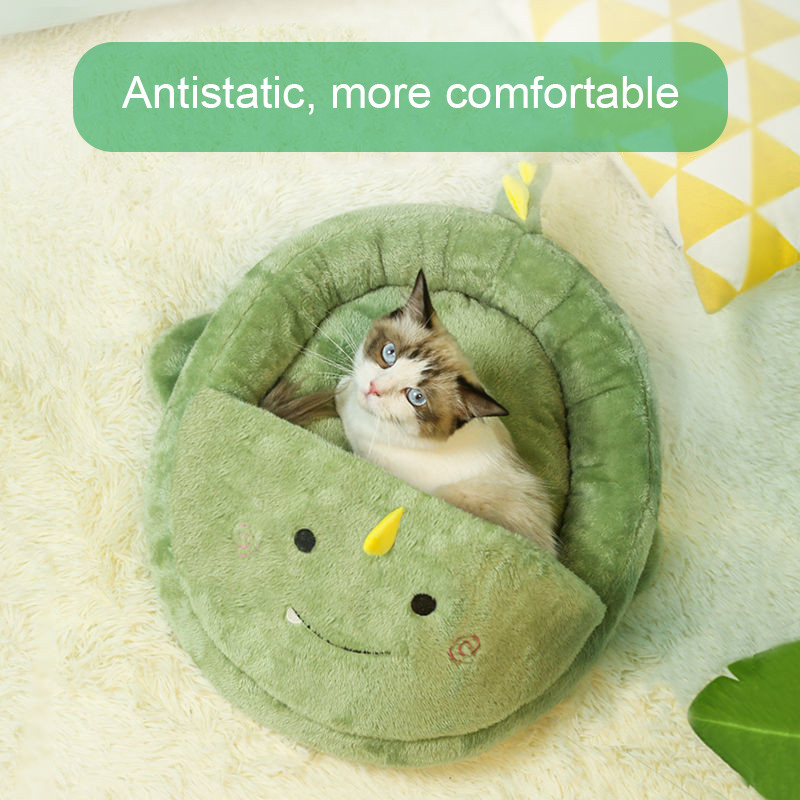 Slatke životinje Kućni ljubimac Mačka Prostirka za krevet Mekani baršun Antistatik Zima Topla udobnost Dinosaur Mačka Pećinski pas Jastuk za kauč Napola pokriveno gnijezdo za kućne ljubimce