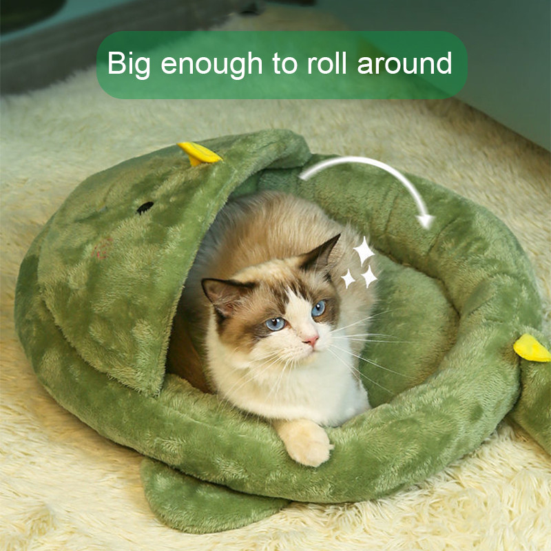 Slatke životinje Kućni ljubimac Mačka Prostirka za krevet Mekani baršun Antistatik Zima Topla udobnost Dinosaur Mačka Pećinski pas Jastuk za kauč Napola pokriveno gnijezdo za kućne ljubimce