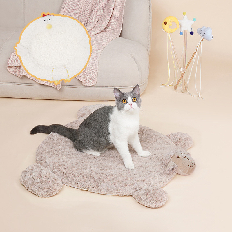 Covoraș de dormit portabil pentru animale de companie, pisică, câine, pat de pluș, casă îngroșată din lână moale, pentru animale de companie, diverse gospodării, lavabilă, confortabilă, cu desene animate