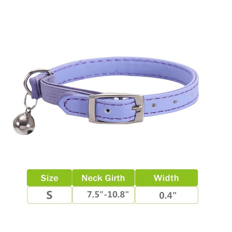 Δερμάτινο κολάρο γάτας Ασφάλεια με ελαστικό λουρί και κολάρο γατούλα καμπάνα για μικρά κατοικίδια Γάτες Kitty Μπλε Κόκκινο Πορτοκαλί Πράσινο Ασβέστη