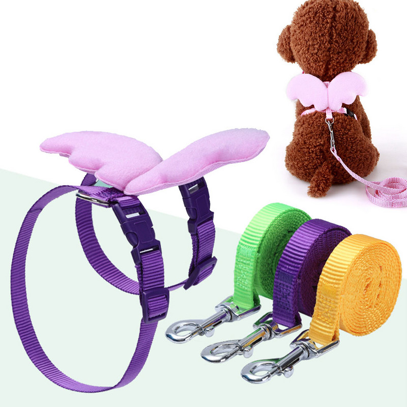 Χαριτωμένο άγγελος φτερά λουρί για γάτα με νάιλον σχοινί ρυθμιζόμενο κολάρο για κουνάβι για μικρά κατοικίδια ζώα